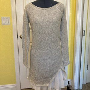 Sundance Grey Long-Sleeve Sweater Dress with Chiffon & Lace Petticoat Hem,  XS